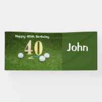 40th birthday to golfer with golf ball and tee banner