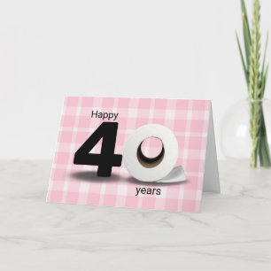 40th Birthday Toilet Paper Roll on Plaid Card