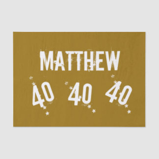 40th Birthday Trendy Grunge Letters Stars Z04 Gold Tissue Paper