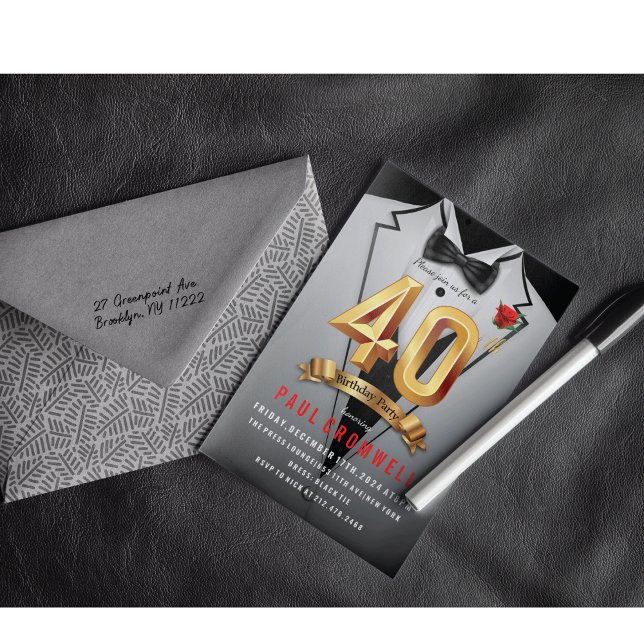 40th Birthday Tuxedo  Invitation (Creator Uploaded)