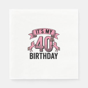 40th Birthday Unicorn Vintage Engraving Design_1 Napkins