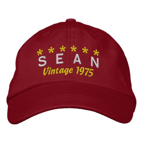 40th Birthday Vintage 1975 Six Stars V07 RED Embroidered Baseball Cap