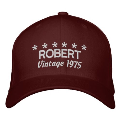 40th Birthday Vintage 1975 Six Stars V08 MAROON Embroidered Baseball Hat