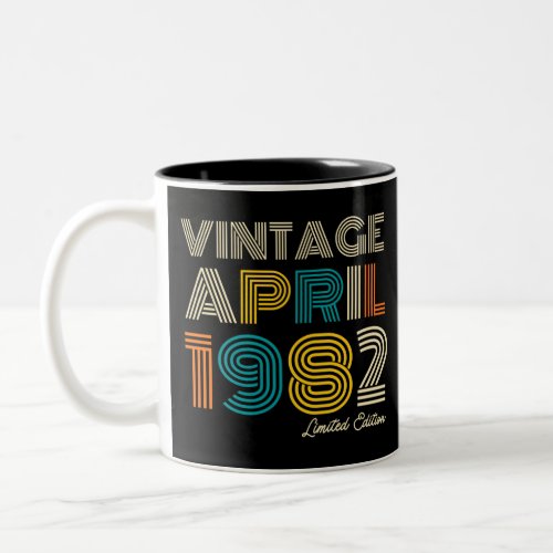 40th Birthday Vintage April 1982 Two_Tone Coffee Mug