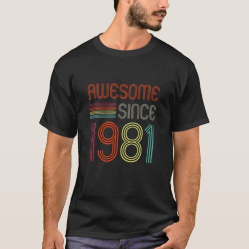 40Th Birthday Vintage Awesome Since 1981 40 Years T_Shirt