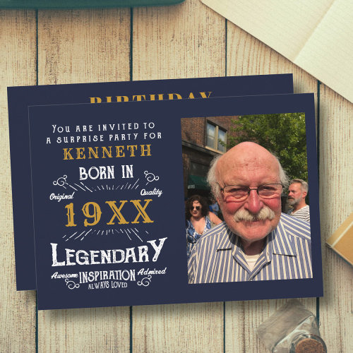 40th Birthday Vintage Blue Gold Add Name Year