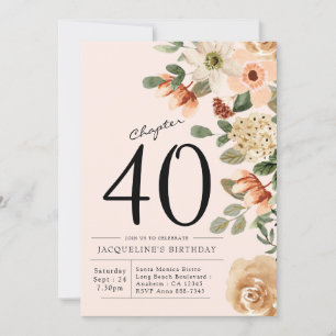 40th Birthday Vintage Floral Invitation