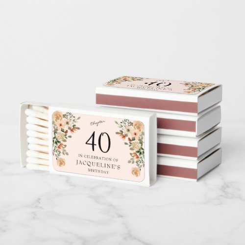 40th Birthday Vintage Floral Matchboxes