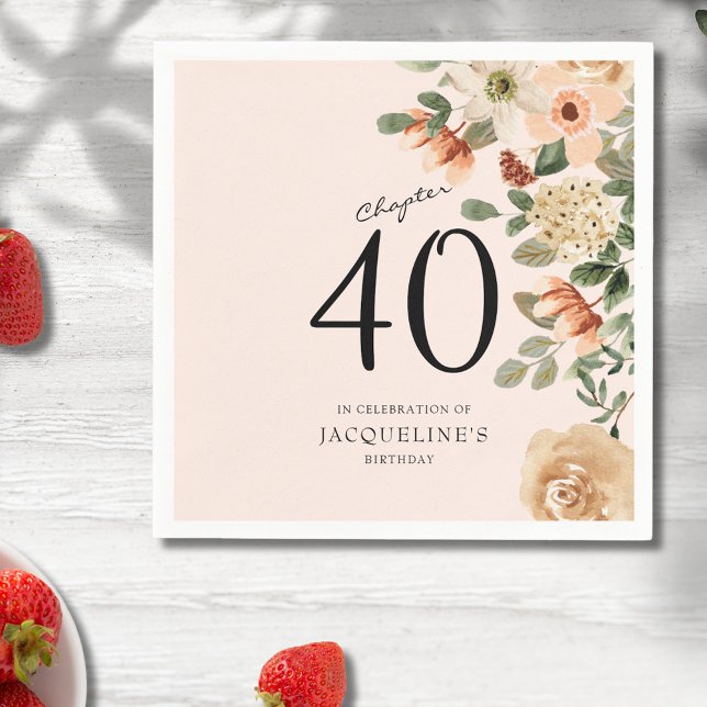 40th Birthday Vintage Floral Napkins (Our elegant 40th Birthday Vintage Floral Napkins from Zazzle can transform your party's atmosphere)
