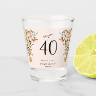 40th Birthday Vintage Floral Shot Glass