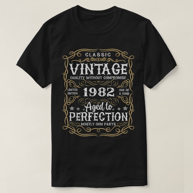 40th Birthday Vintage Gift Perfection Aged 1982 40 T-Shirt (Design Front)