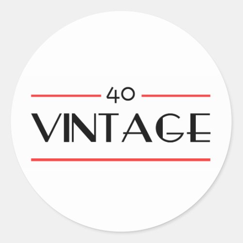 40th Birthday Vintage Gifts Classic Round Sticker