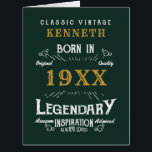 40th Birthday Vintage Green Gold Add Name Year<br><div class="desc">For those celebrating their 40th birthday we have the ideal birthday party card with a vintage feel. The green background with a white and gold vintage typography design is simple and yet elegant with a retro feel. Easily customize the text of this birthday gift using the template provided. See in...</div>