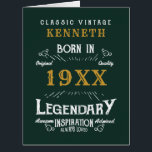 40th Birthday Vintage Green Gold Add Name Year<br><div class="desc">For those celebrating their 40th birthday we have the ideal birthday party card with a vintage feel. The green background with a white and gold vintage typography design is simple and yet elegant with a retro feel. Easily customize the text of this birthday gift using the template provided. See in...</div>