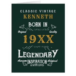 40th Birthday Vintage Green Gold Add Name Year  Cards