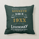 40th Birthday Vintage Green Gold Add Name Year Throw Pillow<br><div class="desc">For those celebrating their 40th birthday we have the ideal birthday throw pillow with a vintage feel. The green background with a white and gold vintage typography design is simple and yet elegant with a retro feel. Easily customize the text of this birthday gift using the template provided. See in...</div>