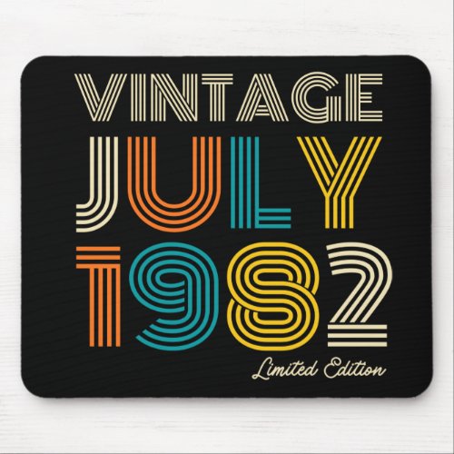 40th Birthday Vintage July 1982 Limited Edition Mouse Pad