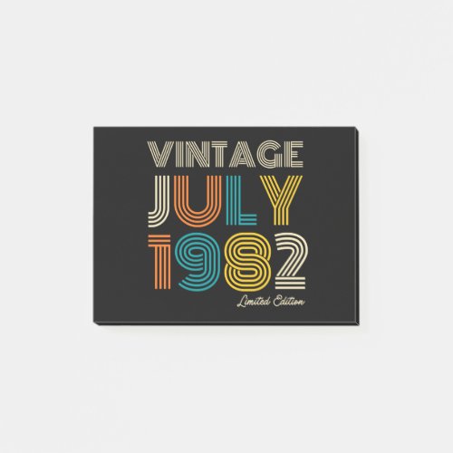 40th Birthday Vintage July 1982 Limited Edition Post_it Notes