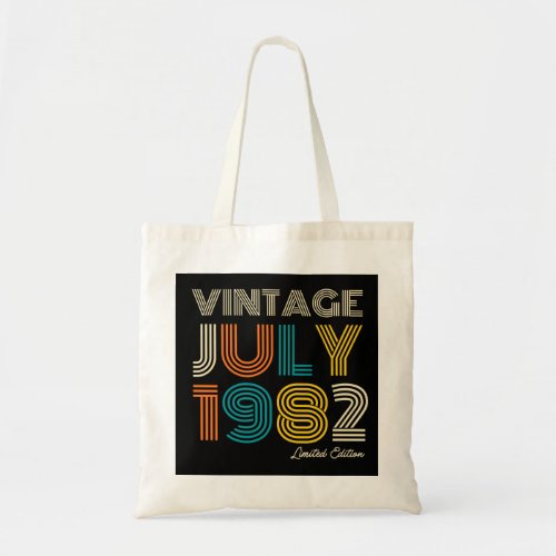 40th Birthday Vintage July 1982 Limited Edition Tote Bag