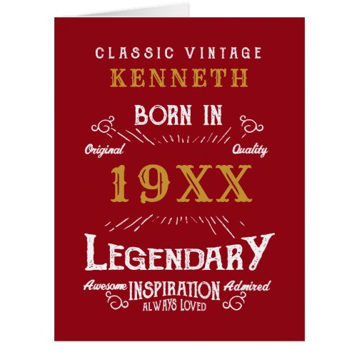 40th Birthday Vintage Red Gold Add Name Year 