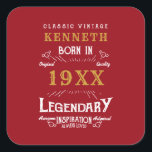 40th Birthday Vintage Red Gold Add Name Year Square Sticker<br><div class="desc">For those celebrating their 40th birthday we have the ideal birthday sticker with a vintage feel. The red background with a white and gold vintage typography design is simple and yet elegant with a retro feel. Easily customize the text of this birthday gift using the template provided. See in store...</div>