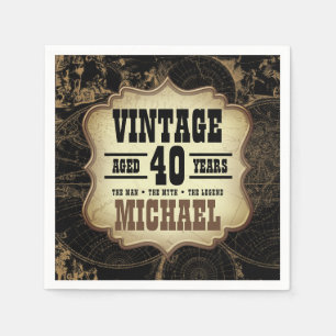 40th Birthday Vintage Theme Birthday Party Napkins