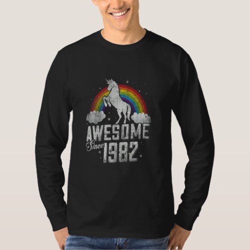 40th Birthday Vintage Unicorn 70s 80s 90s Awesome  T_Shirt