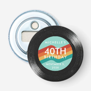 40th Birthday Vinyl Record Bottle Opener