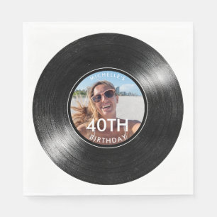 40th Birthday Vinyl Record Photo Paper Napkins