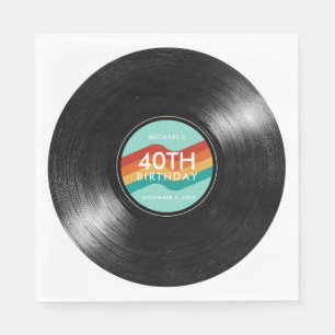40th Birthday Vinyl Record Retro Paper Napkins