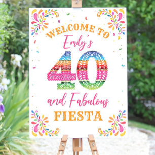 40th Birthday Welcome Sign: Serape Fiesta, Editabl Foam Board
