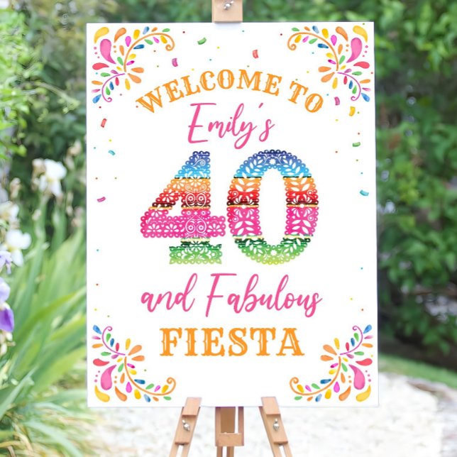 40th Birthday Welcome Sign: Serape Fiesta, Editabl Foam Board (Creator Uploaded)