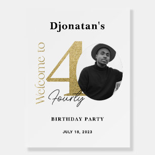 40th Birthday Welcome Sign White Gold
