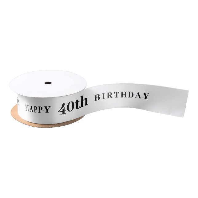 40th Birthday White Ribbon (Spool)