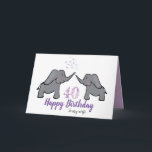 40th birthday wife cute elephant card<br><div class="desc">An illustrated 40th birthday wife card with an elephant design.  
The perfect card for a husband to give his wife who is turning forty.  
The card can be personalised to include your own messages and names,  on both the inside and outside.</div>