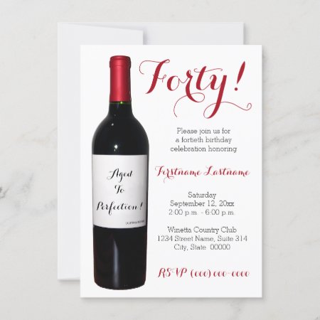40th Birthday Wine Bottle Invitations