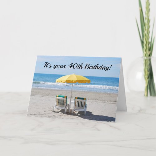 40th BIRTHDAY WISHES ARE LIKE DAY AT BEACH Card