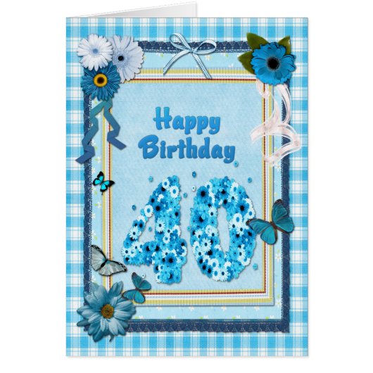 40th Birthday with a scrapbook effect Cards (Front)