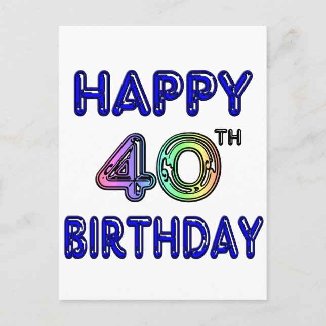 40th Birthday with Ballon Font Postcard (Front)
