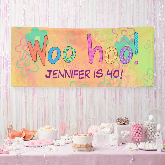 40th Birthday WooHoo Name Personalized Banner (Party)