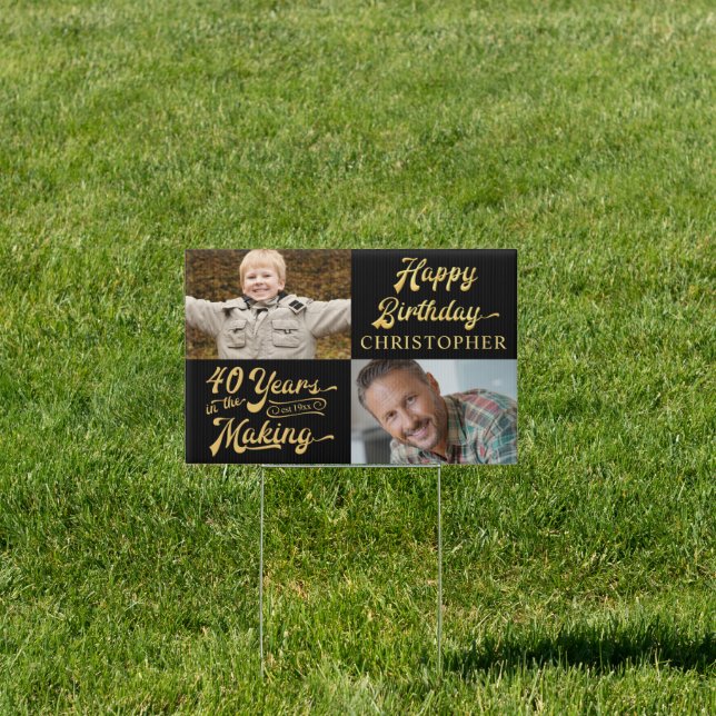 40th Birthday Years in the Making Retro Script Sign (Insitu)