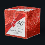40th Bright Red and Glitter Anniversary Favor Box<br><div class="desc">40th, 52nd or 80th Bright Red Wedding Anniversary Favor Box Design. This design would work great for a birthday or any other occasion by simply changing the text. ⭐This Product is 100% Customizable. *****Click on CUSTOMIZE BUTTON to add, delete, move, resize, changed around, rotate, etc... any of the graphics or...</div>