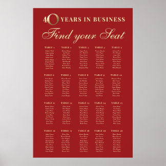 40th Business Anniversary Seating Chart Sign
