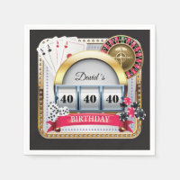 40th Casino Poker Playing Card Birthday Napkins