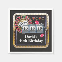 40th Casino Poker Playing Card Birthday Napkins