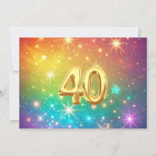 40th Colorful Rainbow star space Holiday Card