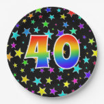 [ Thumbnail: 40th Event: Bold, Fun, Colorful Rainbow 40 Paper Plates ]