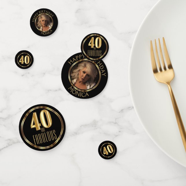 40th Fabulous Birthday - Black and Gold Confetti (Group)