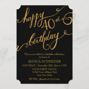 40th, Fortieth Birthday Party Ticket Celebration Invitation