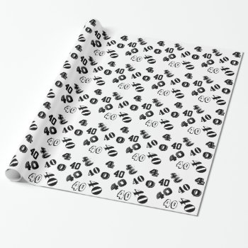 40th Fortieth Birthday Personalize Age Wrapping Paper by mensgifts at Zazzle
